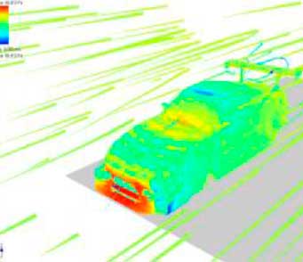 Visualizzazione CFD di un’automobile usata da Eltech Italia durante la progettazione